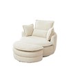 Corduroy Swivel Chair with Storage Ottoman and Back Pillow - 4 of 4