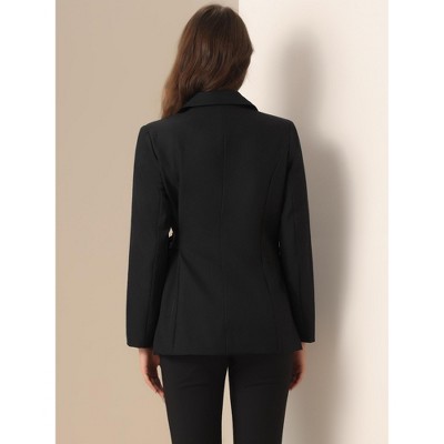 Allegra K Women's Lapel Long Sleeve Belted Blazer Large Black — фото 3