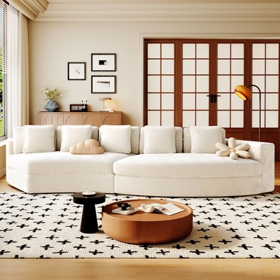 115.7" Chenille Curved Modular Sectional Sofa with High-Resilience Sponge, 5 Pillows, No Assembly Required