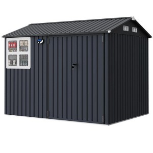 6x8 Ft Metal Outdoor Storage Shed with Window, Lockable Tool Storage Sheds, Oversized Steel Garden Sheds with Sloped Roof for Backyard, Patio, Garage - 1 of 4