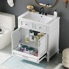 Okak 30" Retro Style Solid Wood Frame Bathroom Vanity with Sink Freestanding Resin Sink Vanities with Cabinet and 2 Soft Closing Doors, White - 4 of 4
