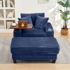 Single Corduroy Storage Sofa with Ottoman and Cup Holder, Storage Armrest Sofa with 180° Rotating Table for Living Room or Apartment-Koiai - 2 of 4