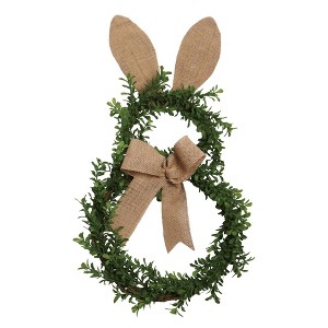 Transpac Greenery Easter Bunny With Burlap Bow Wreath Home Decorations Easter - 1 of 1