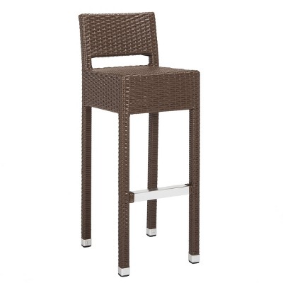 Landry Brown Rattan and Aluminum Bar Stool