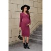 BLUEMING Womens Maternity Sweater Dress V Neck Rib Texture Casual Button Details Stretchy Bodycon Dress - 4 of 4
