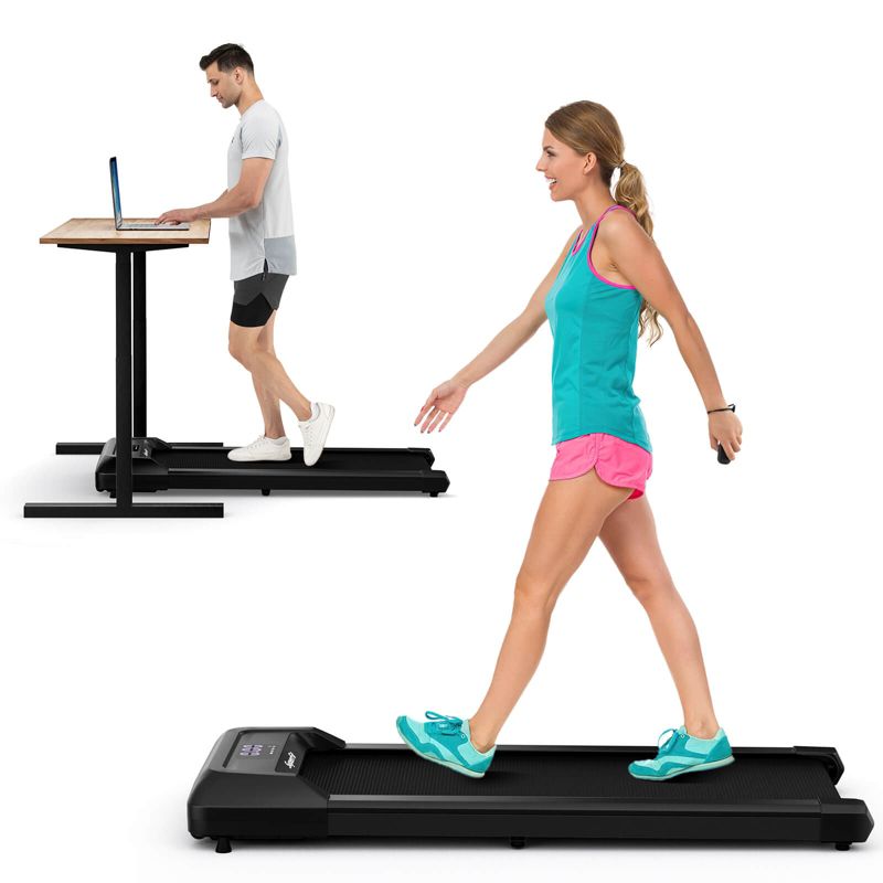 Walking Pad w/265 lbs Capacity Remote Control & LED Display Under Desk Treadmill Gray\Black\Pink, 1 of 10