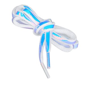 Elerevyo Reflective Oval Half Round Colorful Shiny Shoe Laces for Sneakers Basketball Shoes 2 Pairs - 1 of 4