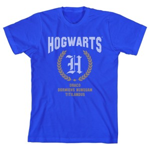 Harry Potter Draco Dormiens Nunquam Titilandus Youth Royal Blue T-shirt - 1 of 1
