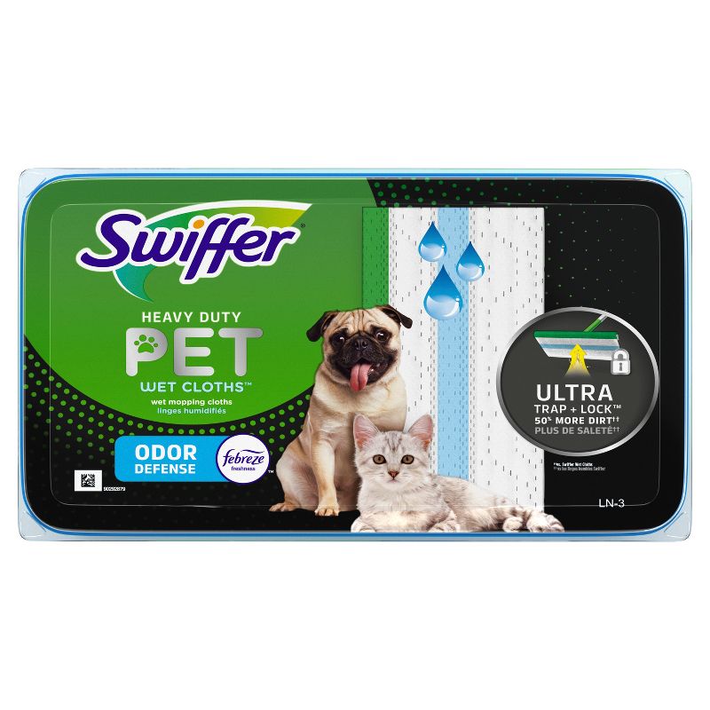 Swiffer Sweeper Pet Heavy Duty Multi-Surface Wet Cloth Refills for Floor Mopping and Cleaning - Fresh scent - 20ct, 3 of 15