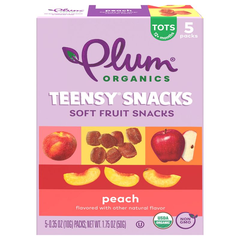 Plum Organics Teensy Snacks Soft Fruit Snacks - Peach - 0.35oz/5ct, 1 of 14