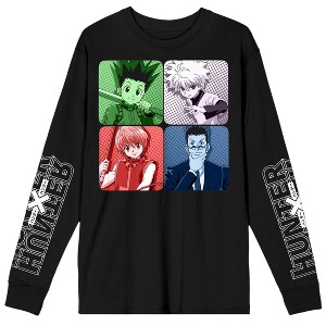 Hunter X Hunter Tonal Character Panels Crew Neck Long Sleeve Men's Black Tee - 1 of 4