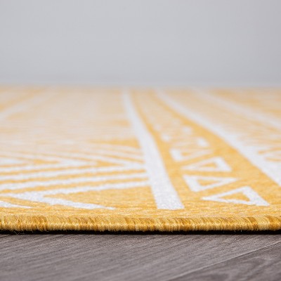 Yellow Geometric Flat Woven Indoor/Outdoor Runner Rug
