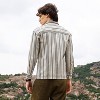 Campus Sutra Men Men's Bone Beige & Cloud Grey Multitrack Striped Oversized Shirt - 4 of 4