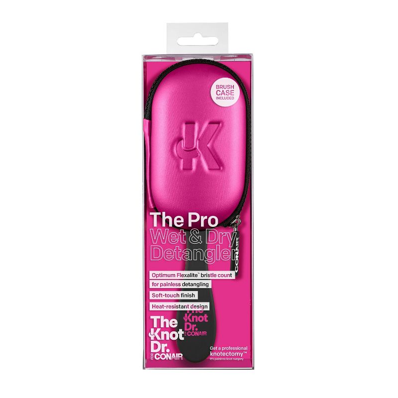 The Knot Dr. for Conair The Pro Detangling Hair Brushes with Case - Pink, 1 of 6