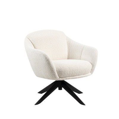 New Classic Furniture,Fleming Metal and Fabric Swivel Lounge Chair in Ivory