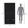 71" High Armoire Wardrove Closet with 2 Drawers, Four Doors , Three Cabinet , Six Shelves and Hanging Rod, Bedroom Clothes Storage Cabinet Organizer - 4 of 4