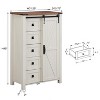 SinCiDo Farmhouse Modern 5 Drawer Tall Dresser w/Sliding Barn Door, Storage Organizer Dresser for Bedroom, Living Room & Kids Room - 2 of 4