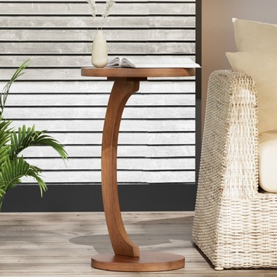 JIONJOY Space-Saving C-Shaped End Table - Modern Farmhouse Round Side Table for Couches & Beds