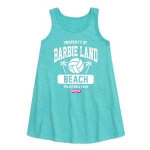 Girls' - Barbie - Property of Barbie Land Beach Volleyball Team Graphic Sleeveless Aline Dress - 1 of 3