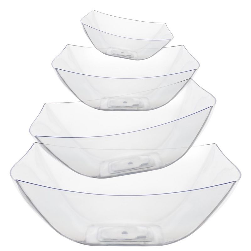 Crown Display Clear Disposable Serving Bowl Squared Convex Bowl - Clear Plastic Bowl for Serving, 3 of 11