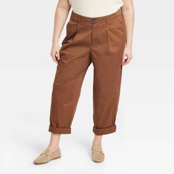 Women's Faux Leather High-rise Flare Pants - Ava & Viv™ Brown 22