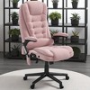 Mshliw Velvet High Back Heated Massage Office Chair with 6-Point Vibration, Reclining Backrest, Adjustable Height, Padded Arms & Remote - 3 of 4