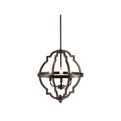 16.75" 3-Light LED Adjustable Iron Ogee Rustic Industrial Pendant Oil Rubbed Bronze - JONATHAN Y