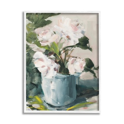 Stupell Industries Impressionist Potted Flowers Green Leaves Pink Petals