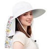 Tirrinia Women's Wide Brim Sun Hat with Floral Scarf, Foldable UV 50+ Protection Sun Cap for Outdoor Garden Beach Hiking Travel, Summer Essentials - 2 of 4