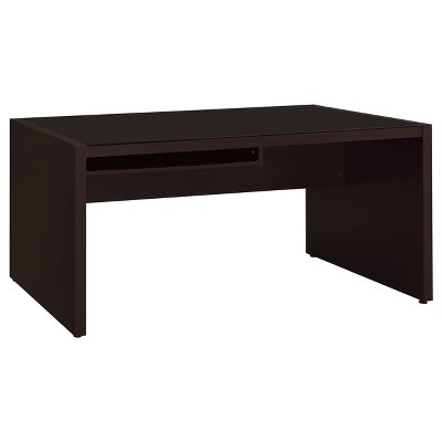 Skeena Cappuccino 3-Piece Office Desk Set with Glass Top