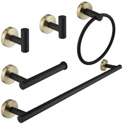 BWE 5-Piece Bath Hardware with Towel Bar Towel Hook Toilet Paper Holder and Towel Ring Set