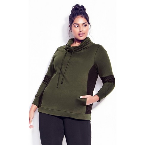 Women's Plus Size Laid On Mesh Sweatshirt - Khaki | Zim & Zoe : Target