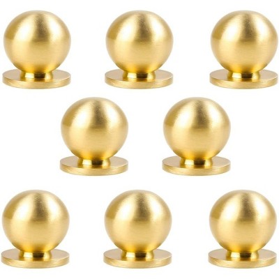 attop 8pcs Round Solid Brass Pulls Cabinet Drawer Knobs Small Gold Handles for Dresser Handles Knobs,1 Inch (25mm)