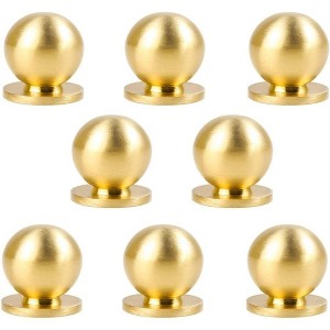 attop 8pcs Round Solid Brass Pulls Cabinet Drawer Knobs Small Gold Handles for Dresser Handles Knobs,1 Inch (25mm) - 1 of 3
