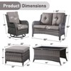 Gymojoy 6 Piece Outdoor Wicker Loveseat Sofa with Patio Swivel Glider Chairs with Coffee Table and Ottoman Sets - 3 of 4