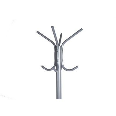 Silver Metal Floor-Standing Coat Rack with Umbrella Stand