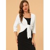 Allegra K Women's Open Front Solid Self Tie Lightweight 3/4 Sleeve Shrug Cardigan - 2 of 4