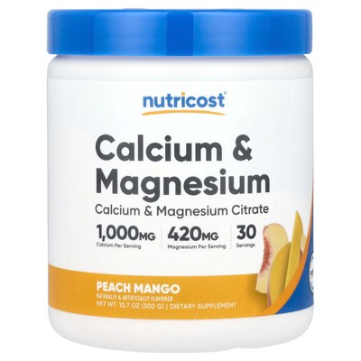 Nutricost Calcium & Magnesium, Peach Mango, 10.7 oz (300 g)