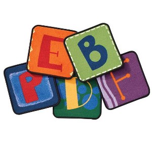 Carpets for Kids KIDsValue PLUS Alphabet Blocks Seating Rug 14" Squares Kit, Primary Colors, Set of 26 - 1 of 4
