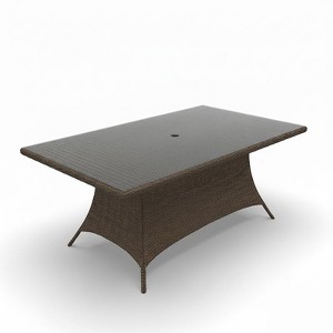 Covers & All Universal 72 in L Rectangle Dining Table Top, Aspen Wicker, Glass & Umbrella Hole - 1 of 4