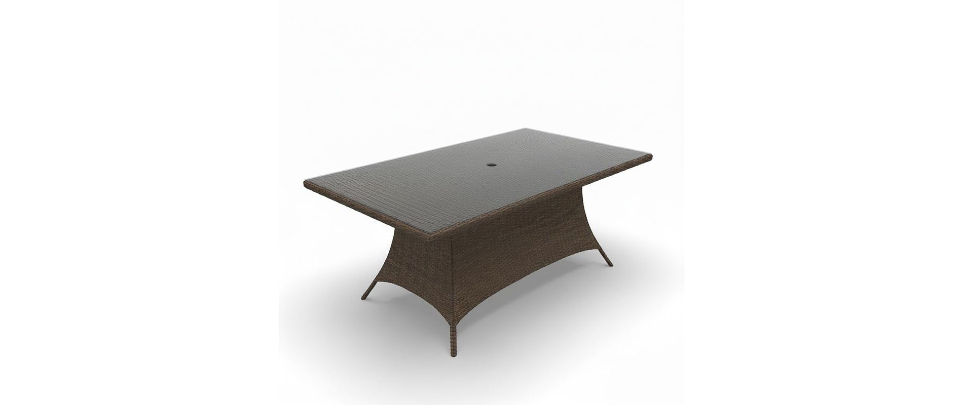 Covers & All Universal 72 in L Rectangle Dining Table Top, Aspen Wicker, Glass & Umbrella Hole