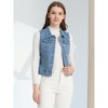 INSPIRE CHIC Women's Buttoned Washed Denim Vest with Faux Chest Flap Pockets - 3 of 4