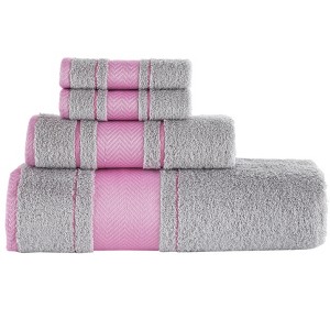 Kafthan Textile Fishbone Cotton Bath Towels (Set of 4) - 1 of 4