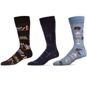 MeMoi Men's 3 Pair Pack Novelty Professions Crew Socks Black-Black 10-13 - 1 of 4