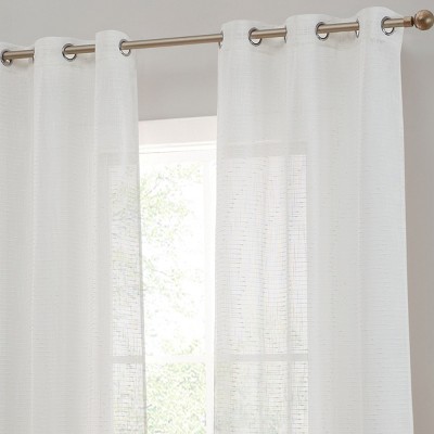 HLC.ME Emily Faux Linen Semi Sheer Light Filtering Grommet Lightweight Window Curtains Drapery Panels, Set of 2