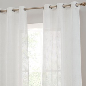 HLC.ME Emily Faux Linen Semi Sheer Light Filtering Grommet Lightweight Window Curtains Drapery Panels, Set of 2 - 1 of 4