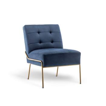 eLuxury Upholstered Accent Chair, Navy Blue Velvet