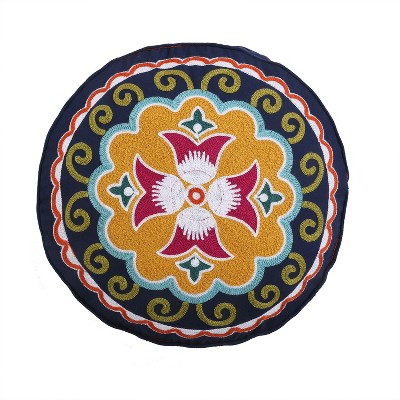 Amelie Embroidered Medallion Decorative Round Pillow - Levtex Home