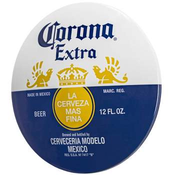 15" x 15" Corona Extra Dome Shaped Metal Sign Wall Decor White/Dark Blue - American Art Decor
