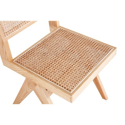 Elevated Nature Cane High-Back Side Chair in Natural Beige